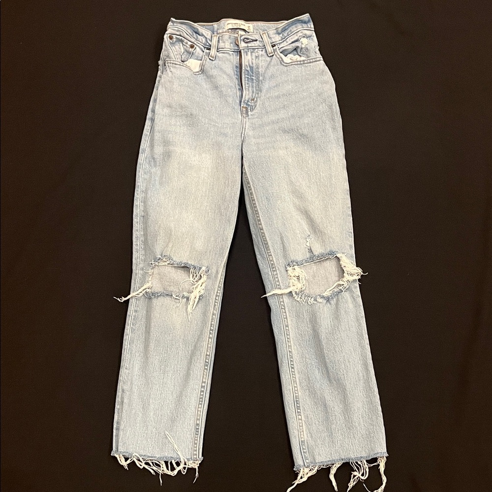 Abercrombie & Fitch Light Blue Distressed Boyfriend Jeans